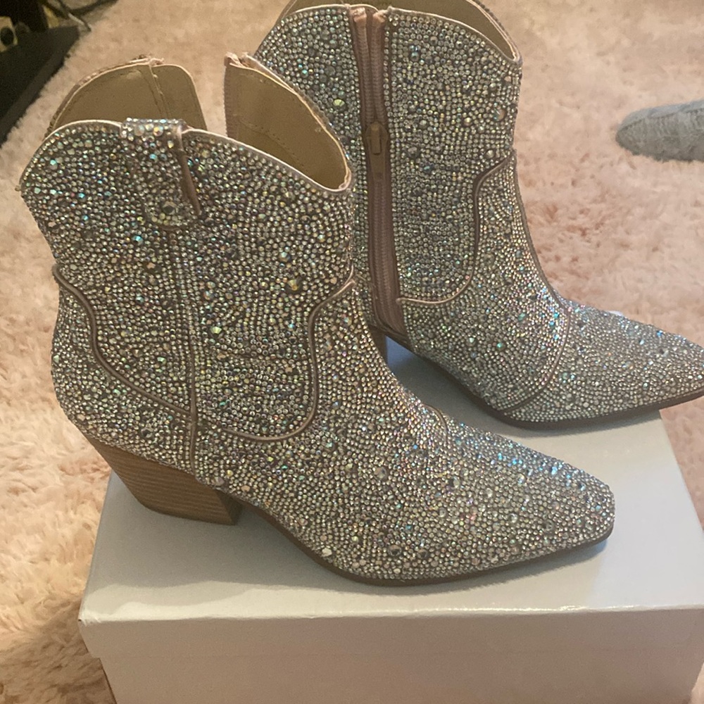 Betsy Johnson  Sparkly Dress Cowboy Boots 7m
